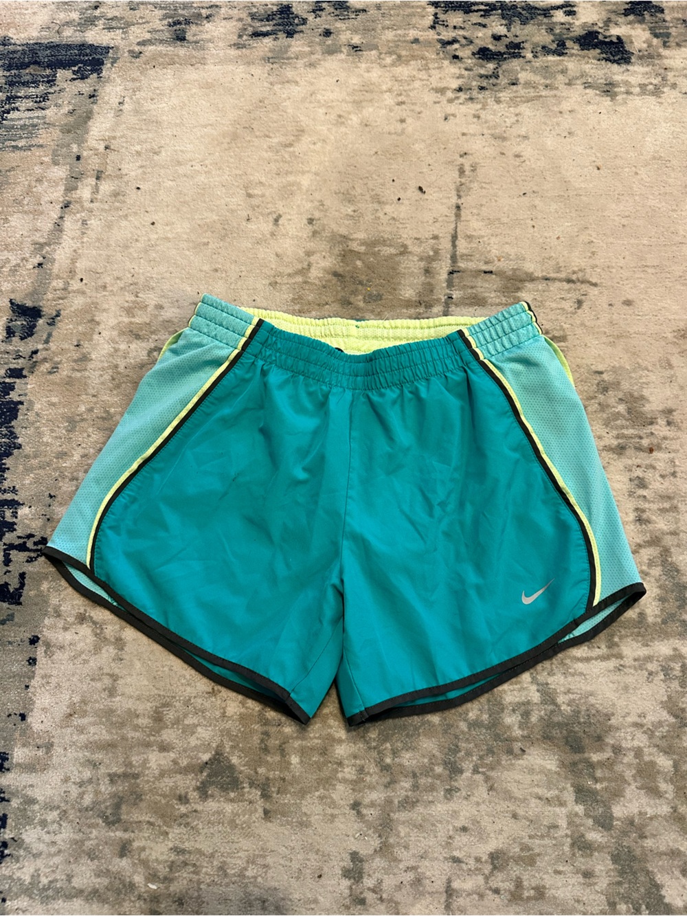 Nike Teal Girls' Athletic Shorts with Lime Accents
